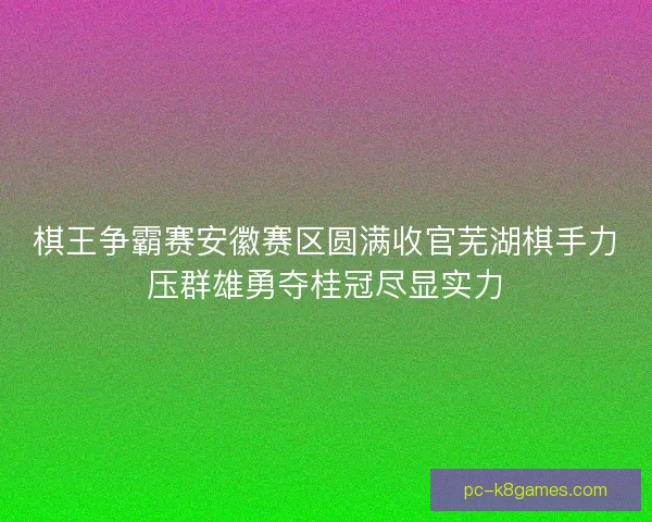 棋王争霸赛安徽赛区圆满收官芜湖棋手力压群雄勇夺桂冠尽显实力